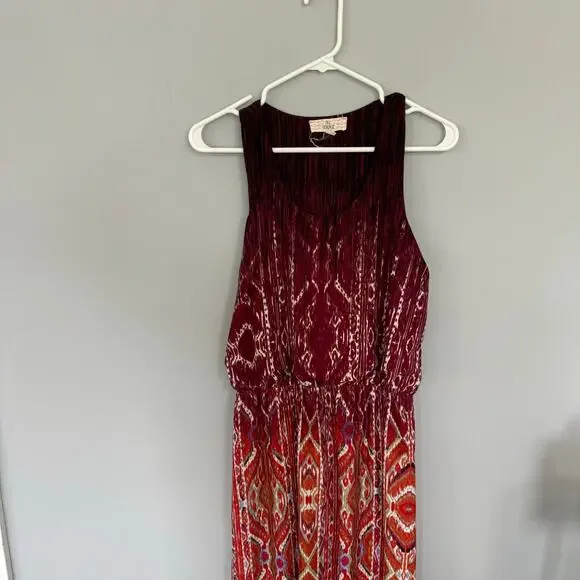 Pink Republic Red & Orange & Multicolor Print Maxi Dress Size Medium Sleeveless - Picture 4 of 7